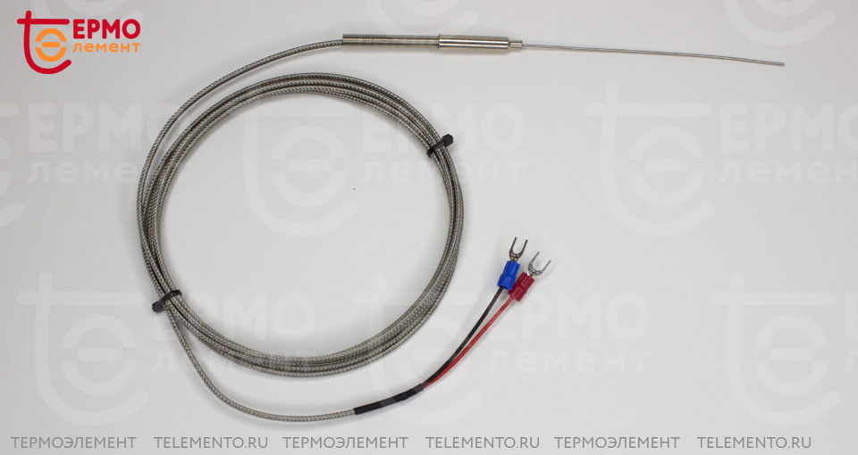 Термопара ТЭИ-02 тип J, 1 x 100 мм, вывод 2 м фото №2 Термоэлемент