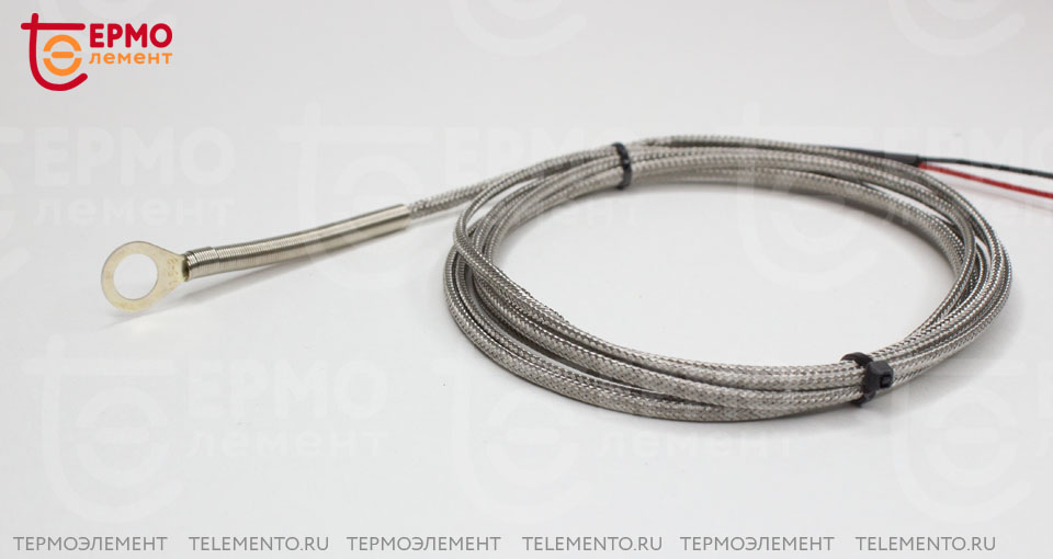 Термопара ТЭК-10 кольцевая тип K Ø 8 x 14 мм, вывод 2м (плоское) фото №3 Термоэлемент