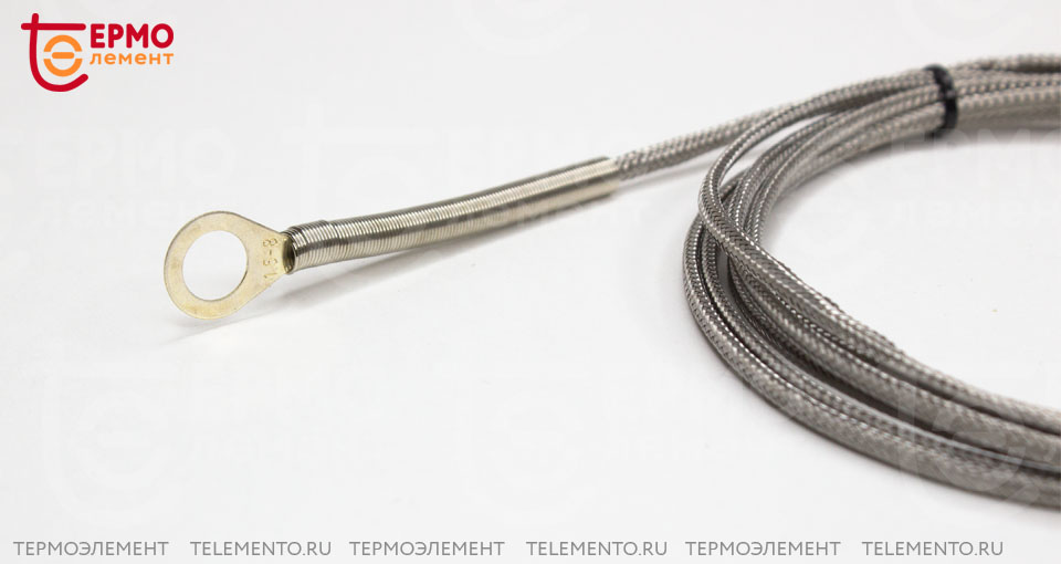 Термопара ТЭК-10 кольцевая тип K Ø 8 x 14 мм, вывод 2м (плоское) фото №1 Термоэлемент