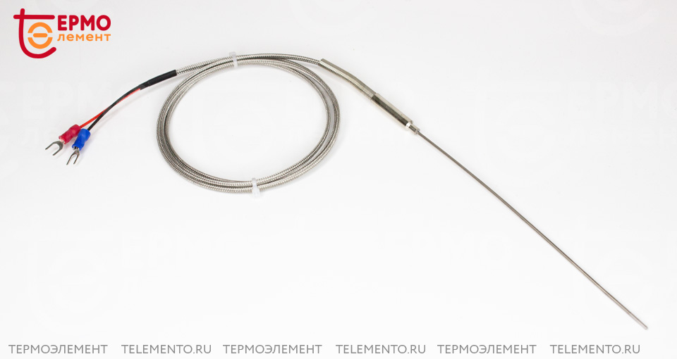 Термопара ТЭИ-02 тип K, 1.5 x 100 мм, вывод 2 м фото №1 Термоэлемент